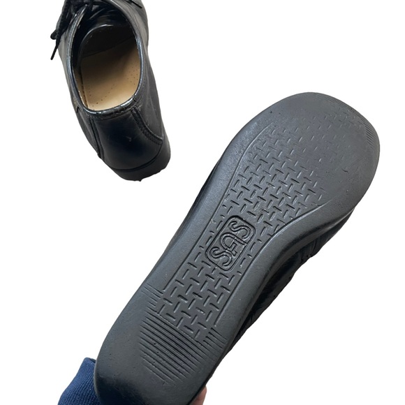 SAS Black Leather Wedge Style Coquette Preppy Grunge Gothic Lace Up Oxford Shoes - Picture 12 of 15